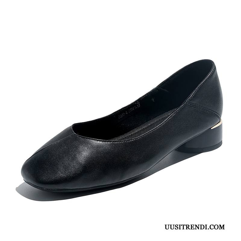 Mokkasiinit Naisten Kauppa Vintage Kengät Derbies Naisille Nahka Musta Vaalean