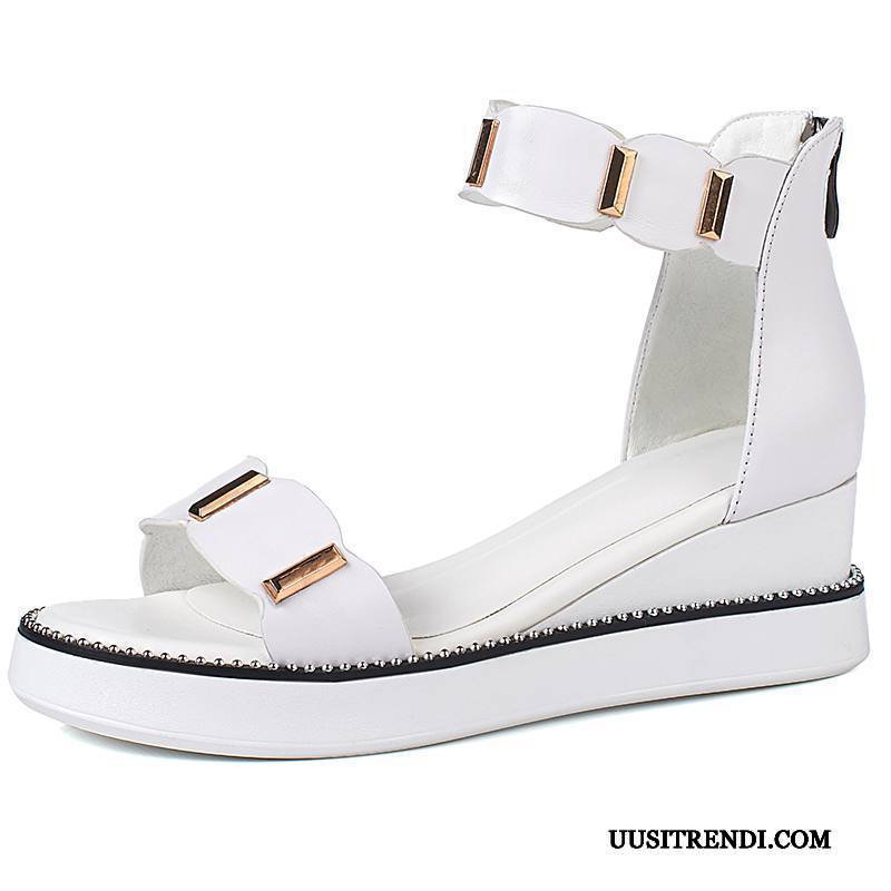 Sandaalit Naisten Halvat Rooma Naisille Kesä Litteät Kengät Kaikki Ottelut Valkoinen