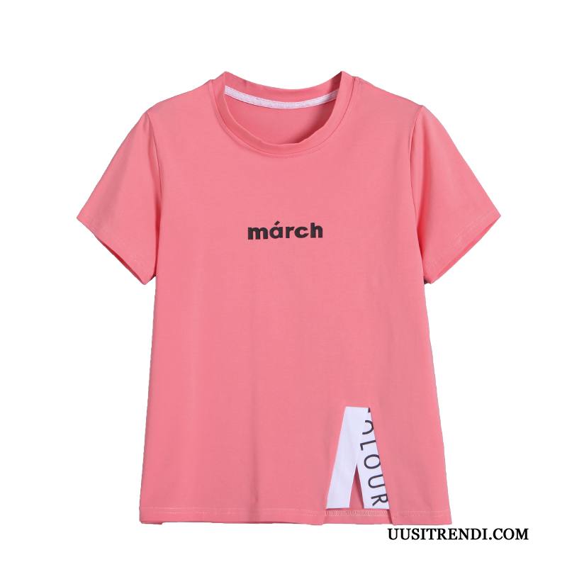 T-paidat Naisten Myynti Löysät T-paita Naisille Lyhythihainen Casual Pinkki Punainen