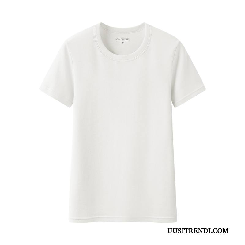 T-paidat Naisten Verkossa Naisille Leggingsit T-paita Puuvilla Pyöreä Kaula Tummansininen Puhdas Valkoinen Kermanvärisiä